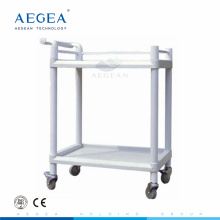 AG-UTB05 Two layers plastic clinic movable crash medical cart and trolley